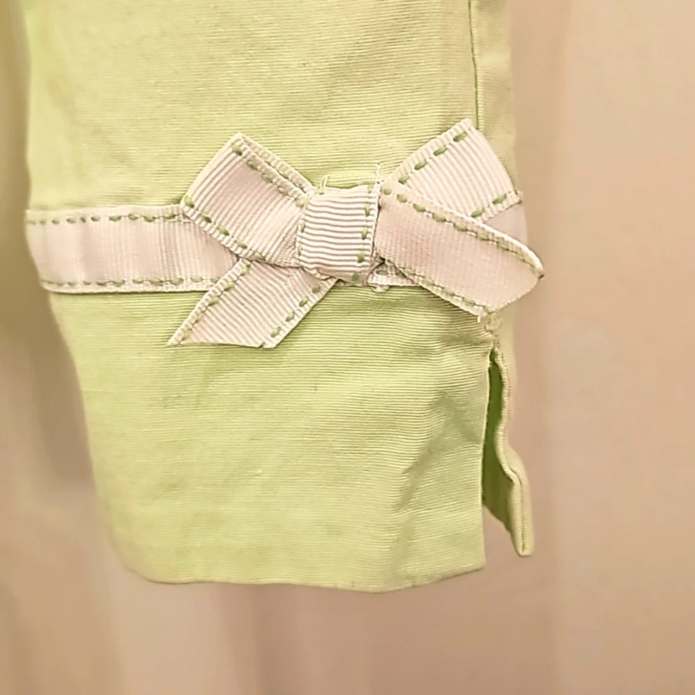 The Children's Place Girl's Light Green Capri Pants with Cute Bows